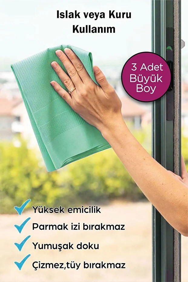 3'lü Mikrofiber Temizlik Bezi | Sihirli Bez | 3lü Paket | Goldserisi | 40x60cm Cam,banyo,vitrin Bezi